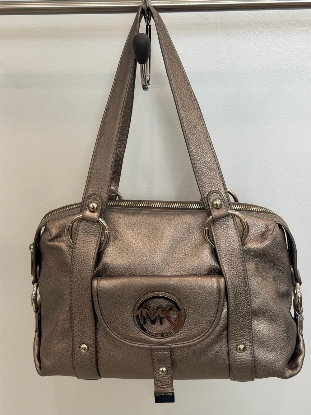 Michael Kors Metallic Bronze Leather Shoulder Bag